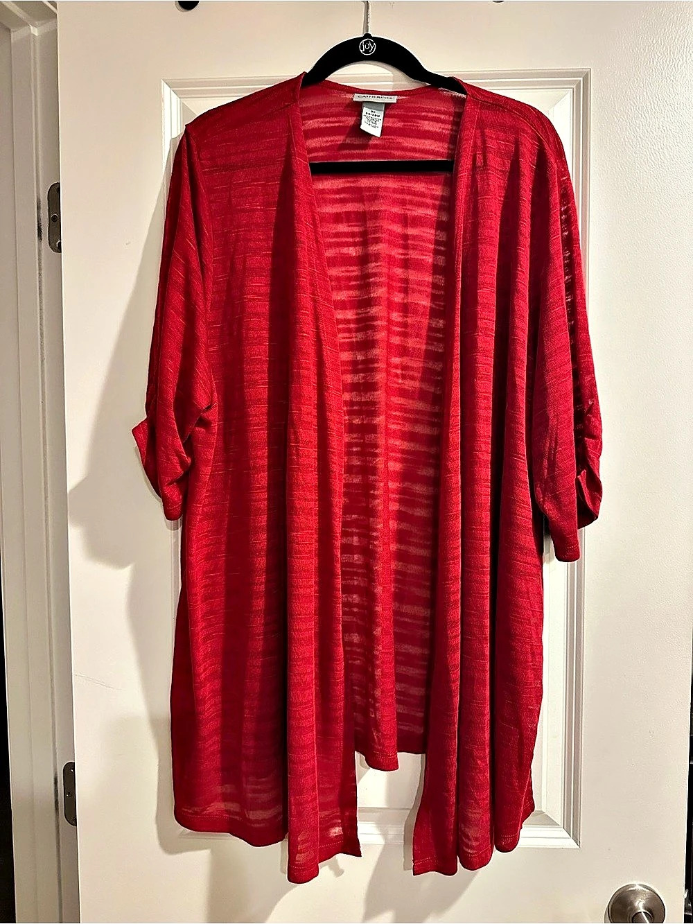 Catherines Shadowstripe Burnout Cardigan Red Size 3X NWT